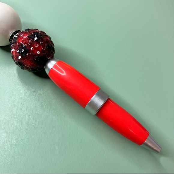 Supernatural Antipossession Beaded Pen Keychain Red Black Plaid Handmade - Picture 5 of 7